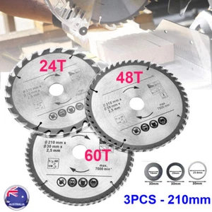 3X 210mm Wood Timber Aluminium Cutting 24/48/60Teeth Circular Saw Blade Bore30mm - Picture 1 of 6