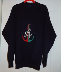ALEXANDER'S Sailor Made in ITALY Crew Neck Sweater sz 2XL Navy w/Anchor  - Picture 1 of 5