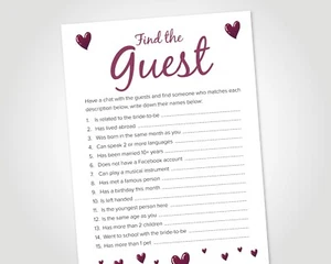 10 x Hen Do Party Games Cards FIND THE GUEST | Bridal Shower Wedding Hen Weekend - Picture 1 of 12