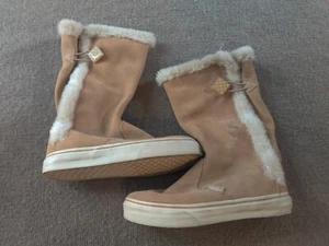 Vans Beige Suede Lined Pull On Adjustable Mid Calf Dasan Boots Womens Size 6 - Picture 1 of 20