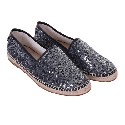 Dolce & Gabbana Espadrilles Con Paillettes Tremiti Scarpe Con Logo Argento - Immagine 1 di 4