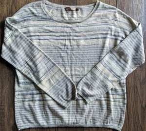 Prana Beige Gray Gold Metallic Striped Women's Pullover Sweater Size Large - Picture 1 of 12