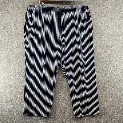 Pantalones para mujer Roamans talla azul blanco rayas 6 tiro alto pierna recta Foto 1 de 4