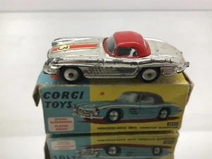 CORGI TOYS 304S MERCEDES BENZ 300SL ROADSTER -CHROME 1:43- FAIR IN BOX - 485 - Picture 1 of 9