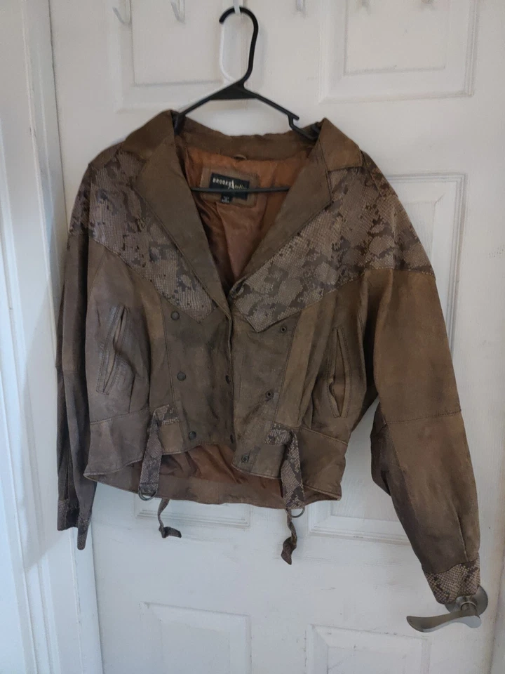 Vintage Brooks Atelier Brown Leather Snakesking Mod Coat - Image 1 of 3