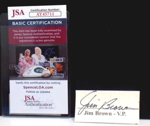 JIM BROWN HOF Signed Autograph Football Signature Cut Browns JSA π COA - Picture 1 of 4