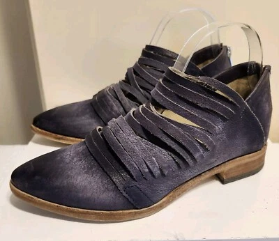 Botines de cuero envejecido Free People "Lost Valley" azul/gris "en rodajas" talla 37/7 Foto 1 de 4