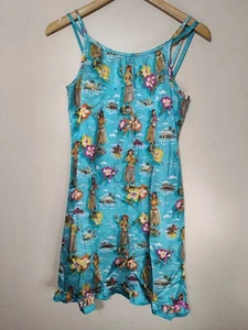 Nick & Nora Girls Nightgown 8- 10 Summer Blue Floral Tropical Hawaii Beach Satin - Picture 1 of 5