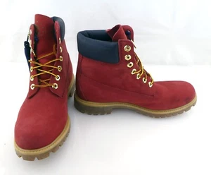 Timberland Zapatos 6 Pulgadas Premium Rojo/Negro Hombres Botas Talla 9.5 - Imagen 1 de 9