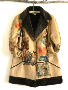 Abrigo The Trail of Painted Ponies RARO imitación gamuza/bolsillos de piel manga larga talla L - Imagen 1 de 12