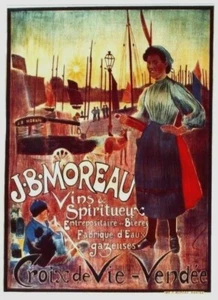 Póster original vintage Moreau Wine & Spirits Sailors 1916 - Imagen 1 de 1