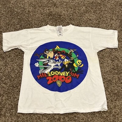 Looney Tunes Mil-looney-um 2000 T Shirt Kids 14/16 Cotton White A26 - Image 1 of 4