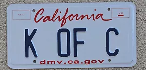 USED Knights of Columbus K of C KofC License Plate California - Picture 1 of 1