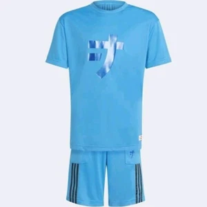 NWT ADIDAS X LEGO NINJAGO JAY T-SHIRT AND SHORTS SET GN6824 BOYS L BLUE $70 MSRP - Picture 1 of 11