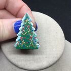 Vintage Christmas Holiday Costume Wooden Tree Pin B662