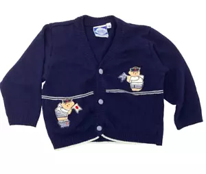 Carriage Boutiques Baby Boys 18 Months Blue Vintage Sailor Bears Cardigan Sweate - Picture 1 of 6