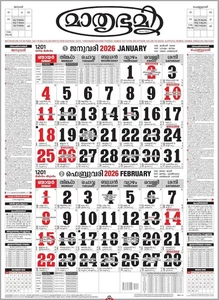 RSINC Mathrubhumi 2026 calendario malayalam da parete 2026 confezione da 1 ufficio - Foto 1 di 4