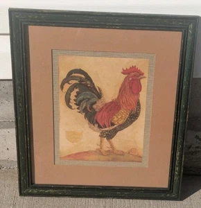 VINTAGE Home Interiors Rooster Framed Wall Art 16.5x14.5 Country Farmhouse... - Picture 1 of 6