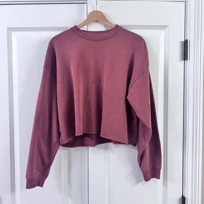 Sudadera corta American Eagle para mujer talla M borgoña manga larga pulóver Foto 1 de 4