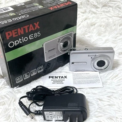 PENTAX Optio E85 Silver 12MP Compact Digital Camera Japón Vendedor Probado - Imagen 1 de 4