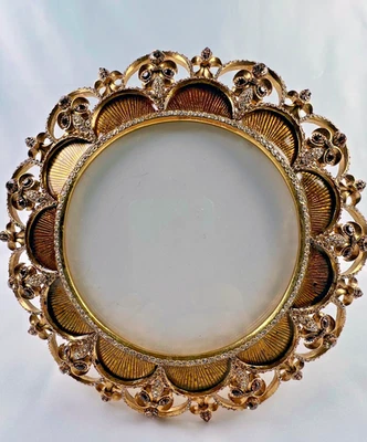 GRANDE Jay Strongwater Fleur d Lis Tiara cristal ámbar esmalte marco de fotos Foto 1 de 4