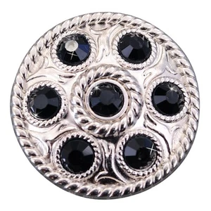 94HS Western Tornillo Trasero Concho1 Rueda Cristal Negro Bling Cabezal Vaquera - Imagen 1 de 25