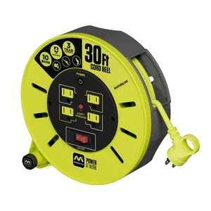 Carrete de cable de casete de 30 pies, cable de extensión retráctil con mango de bobinado, seguro... - Imagen 1 de 6