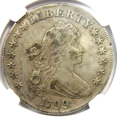 1799 Draped Bust Silver Dollar $1 Coin. Certified NGC XF Detail (EF).Rare Coin - Image 1 of 4