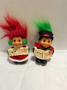 DE COLECCIÓN Juego de Dos Villancicos de Navidad RUSS Troll Años 90 Cabello Rojo Fiesta KITSCH - Imagen 1 de 2