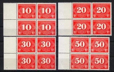 Poland OCCUPATION WW2 1940 MNH Mi 1-4 Sc NL1-NL4 Rural delivery Blocks of 4 ** - Image 1 of 2
