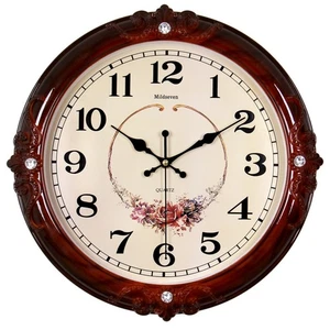 Vintage 13 Inch Wall Clock Silent Non-Ticking for Home Office Decor - Picture 1 of 8