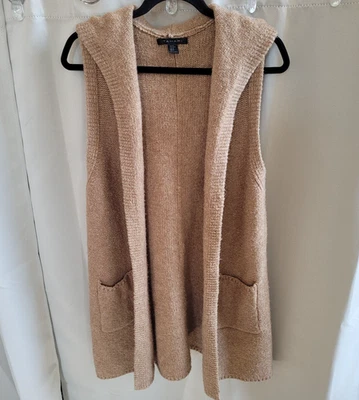 Cárdigan Tahari Mediano Beige Mezcla de Lana Suéter Con Capucha Bolsillos Largos para Tareas 15750x Foto 1 de 4