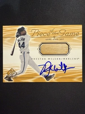 Preston Wilson 2000 Upper Deck SP Piece Of Game Used Bat #PW Marlins Autographed - Image 1 of 2