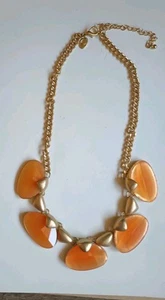 Charming Charlie Gold Tone Orange Dangles Gold Tone Chain Necklace  #R17 - Picture 1 of 6