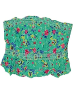 HOLLISTER Womens Crop Strapless Top UK 14 Medium Green Floral Viscose AS10 - Picture 1 of 3