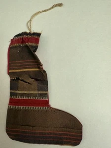 RARE Antique Silk Miniature Christmas Stocking 3 1/2" Dolly Sized AS IS DELICATE - Picture 1 of 4