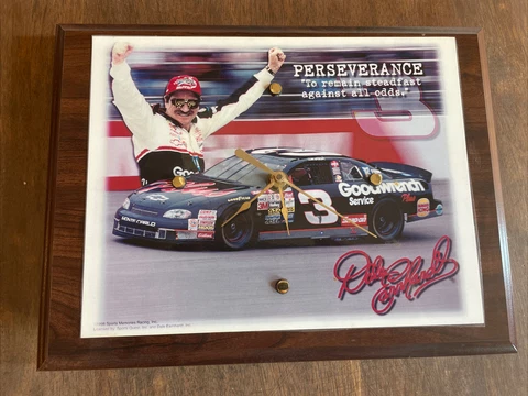 Dale Earnhardt "PERSEVERANCE" WALL CLOCK" 1998 Sports Memories Racing 9x12 Works Cover