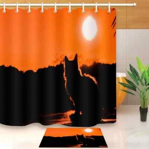 Orange Cat Dusk Waterproof Bath Polyester Shower Curtain Liner Water Resistant - Bild 1 von 8