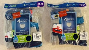 Hanes Lot of 2 Boys 4 Count Tagless Wicking Comfort Flex Waist Briefs Size 2T-3T - Picture 1 of 5