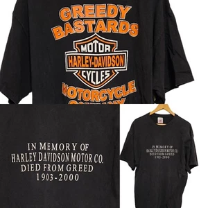 Camiseta De Colección Harley Davidson Motorcycles 1903-2000 Greedy Bastards Años 90 2XL - Imagen 1 de 8