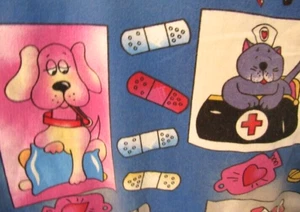 SCRUB TOP DOG & CAT GET WELL Print Size Med Medgear Scrubs - Picture 1 of 4