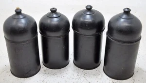 Vintage Lot of 4 Wooden Round Candy Boxes Original Old Black Lacquer Painted - Picture 1 of 6