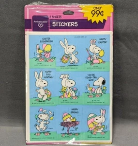 Ambassador Hallmark Peanuts Snoopy Stickers Sealed 4 Sheets New Sealed Vintage - Picture 1 of 10