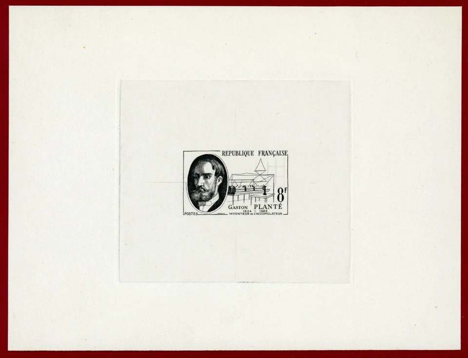 Франция 1957 #821, 1-й этап штамповка, Gaston Plante, аккумулятор для хранения - Изображение 1 из 1