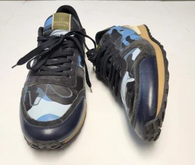 VALENTINO Lace Up Men's US 11 eu 45 Sneakers Trainers CAMO Black Blue LSQ723Y2 - Image 1 of 4