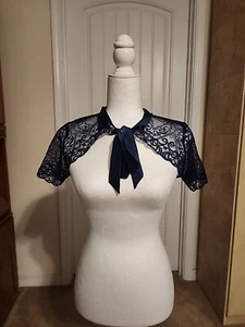 Studio LaPerla Navy Blue Lace Top Size Small NWT MSRP $148.00 - Picture 1 of 10