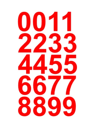 CUSTOMDECAL US 1" Inch Premium Mailbox Number Vinyl Decal Sticker Sheet (Red)