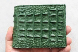 Green Alligator Crocodile Print Leather Skin MEN'S BIFOLD Wallet #T8 - Picture 1 of 6