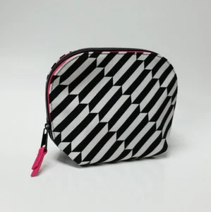 Crabtree & Evelyn Cosmetic Makeup Travel Bag Black White Pink Geometric Design - Picture 1 of 4