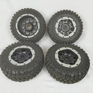 Losi DBXL-E Wheels Tires Set Front/Rear Beadlock, 24mm Hex, Silver/Black - Picture 1 of 4